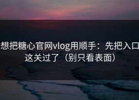 想把糖心官网vlog用顺手：先把入口这关过了（别只看表面）
