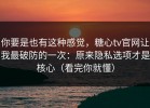 你要是也有这种感觉，糖心tv官网让我最破防的一次：原来隐私选项才是核心（看完你就懂）