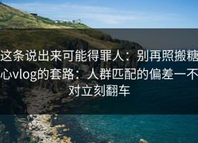 这条说出来可能得罪人：别再照搬糖心vlog的套路：人群匹配的偏差一不对立刻翻车