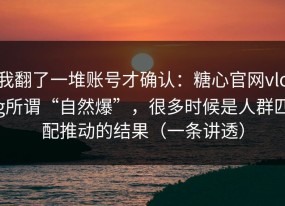 我翻了一堆账号才确认：糖心官网vlog所谓“自然爆”，很多时候是人群匹配推动的结果（一条讲透）