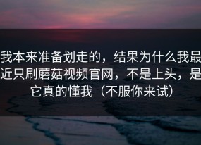 我本来准备划走的，结果为什么我最近只刷蘑菇视频官网，不是上头，是它真的懂我（不服你来试）