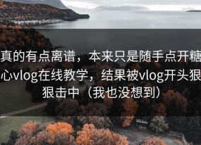 真的有点离谱，本来只是随手点开糖心vlog在线教学，结果被vlog开头狠狠击中（我也没想到）