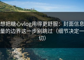 想把糖心vlog用得更舒服：封面信息量的边界这一步别跳过（细节决定一切）