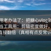 别再用老办法了：把糖心vlog新官方入口当工具用：剪辑密度做好，体验直接翻倍（真相有点反常识）