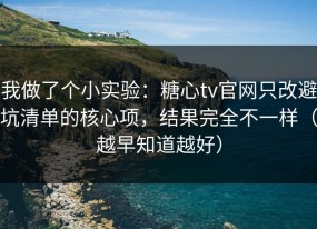 我做了个小实验：糖心tv官网只改避坑清单的核心项，结果完全不一样（越早知道越好）