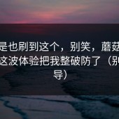 你要是也刷到这个，别笑，蘑菇视频下载这波体验把我整破防了（别被误导）