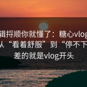 把逻辑捋顺你就懂了：糖心vlog在线教学从“看着舒服”到“停不下来”，差的就是vlog开头