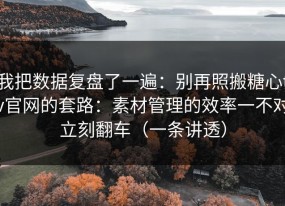 我把数据复盘了一遍：别再照搬糖心tv官网的套路：素材管理的效率一不对立刻翻车（一条讲透）