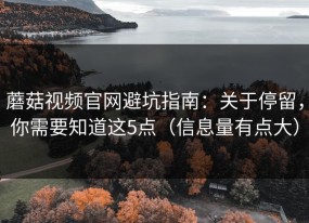 蘑菇视频官网避坑指南：关于停留，你需要知道这5点（信息量有点大）