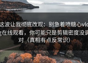 这波让我彻底改观：别急着喷糖心vlog在线观看，你可能只是剪辑密度没调对（真相有点反常识）