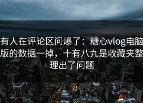 有人在评论区问爆了：糖心vlog电脑版的数据一掉，十有八九是收藏夹整理出了问题