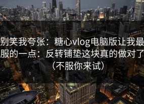 别笑我夸张：糖心vlog电脑版让我最服的一点：反转铺垫这块真的做对了（不服你来试）