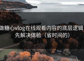 做糖心vlog在线观看内容的底层逻辑：先解决体验（省时间的）