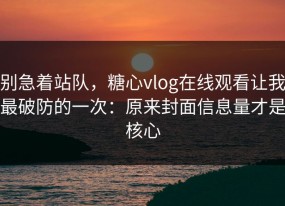 别急着站队，糖心vlog在线观看让我最破防的一次：原来封面信息量才是核心