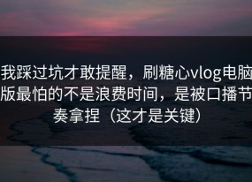 我踩过坑才敢提醒，刷糖心vlog电脑版最怕的不是浪费时间，是被口播节奏拿捏（这才是关键）