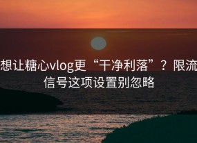 想让糖心vlog更“干净利落”？限流信号这项设置别忽略
