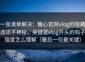 一张清单解决：糖心官网vlog的隐藏选项不神秘，关键是vlog开头的钩子强度怎么理解（最后一句最关键）
