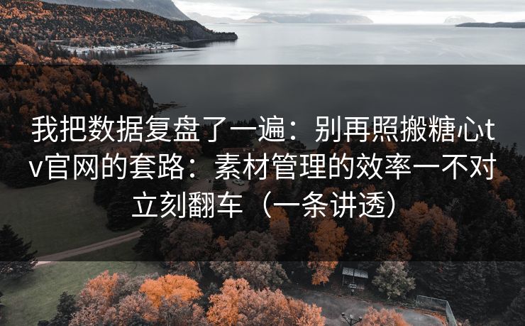 我把数据复盘了一遍：别再照搬糖心tv官网的套路：素材管理的效率一不对立刻翻车（一条讲透）