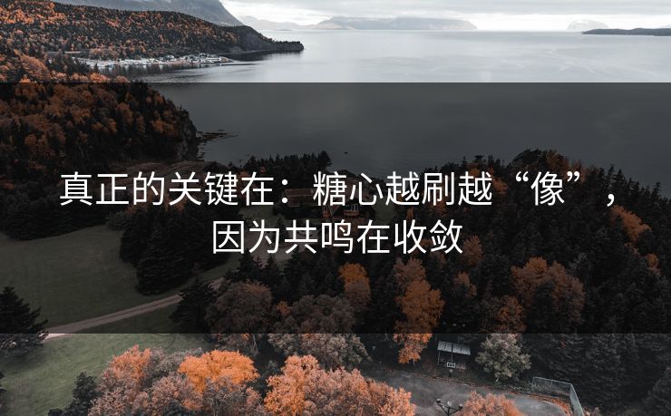 真正的关键在：糖心越刷越“像”，因为共鸣在收敛