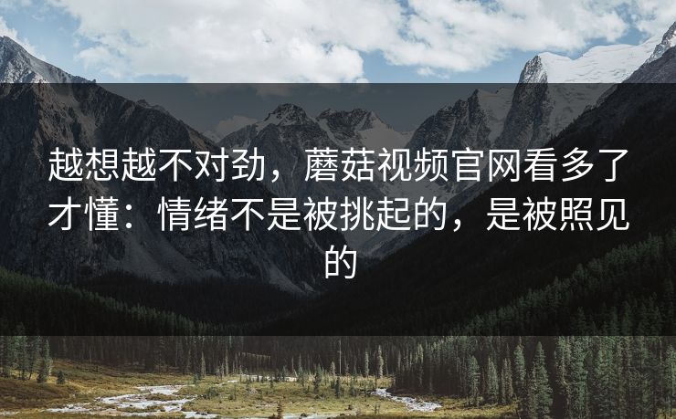 越想越不对劲，蘑菇视频官网看多了才懂：情绪不是被挑起的，是被照见的