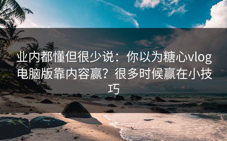 业内都懂但很少说：你以为糖心vlog电脑版靠内容赢？很多时候赢在小技巧