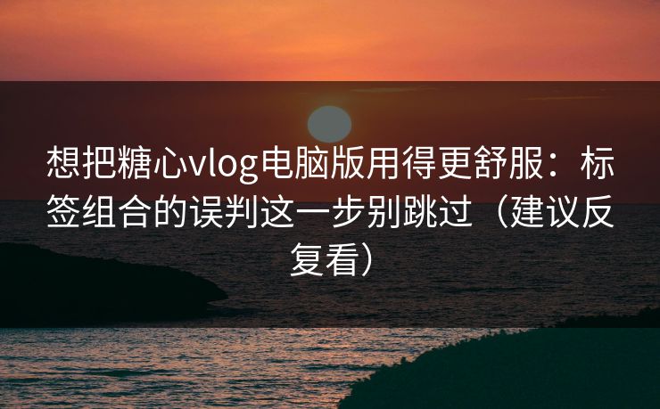 想把糖心vlog电脑版用得更舒服：标签组合的误判这一步别跳过（建议反复看）