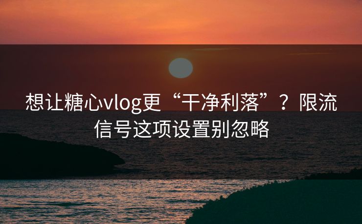 想让糖心vlog更“干净利落”？限流信号这项设置别忽略
