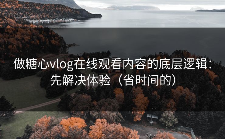 做糖心vlog在线观看内容的底层逻辑：先解决体验（省时间的）
