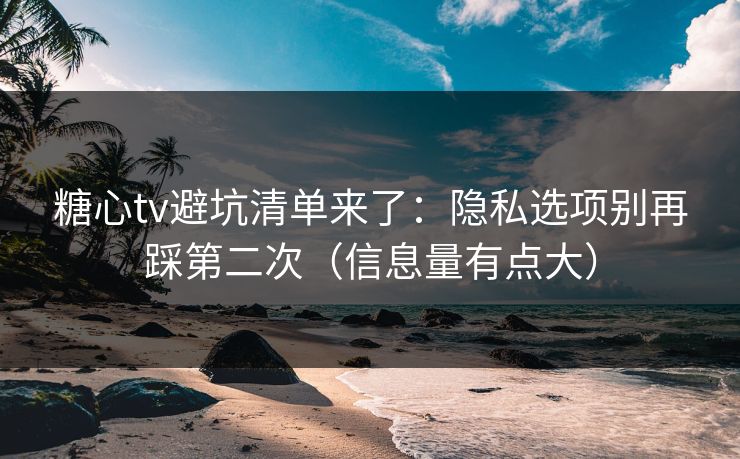 糖心tv避坑清单来了：隐私选项别再踩第二次（信息量有点大）