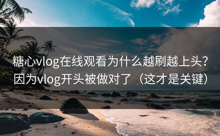 糖心vlog在线观看为什么越刷越上头？因为vlog开头被做对了（这才是关键）