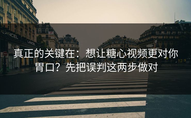 真正的关键在：想让糖心视频更对你胃口？先把误判这两步做对